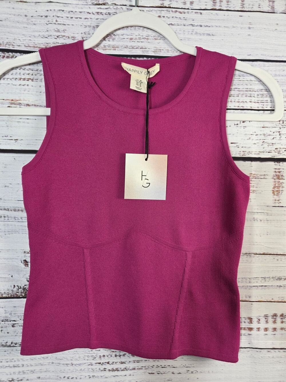 Happily Grey women's size medium fuschia pink crop dessy tank